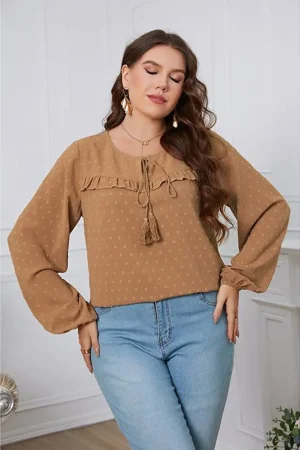Plus Size Elegant Graphic Long Sleeve T-Shirt for Women