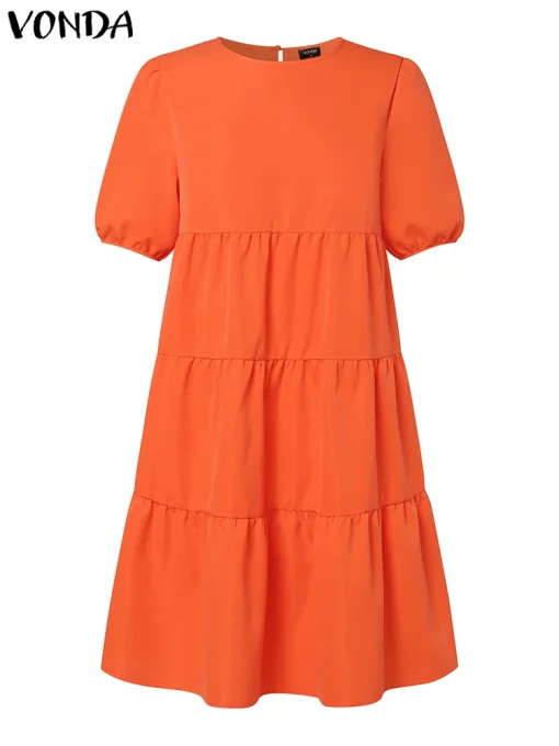 Elegant Ruffled Mini Sundress for Women with Short Sleeves - Image 2