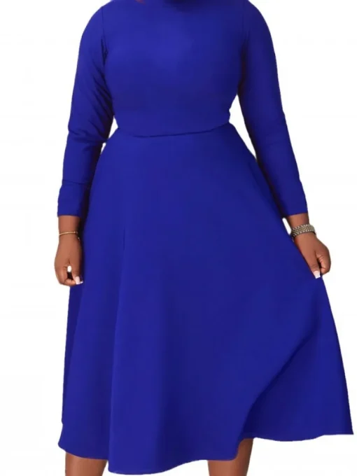 Plus Size Office Lady Loose Midi Dress for Women - Image 2