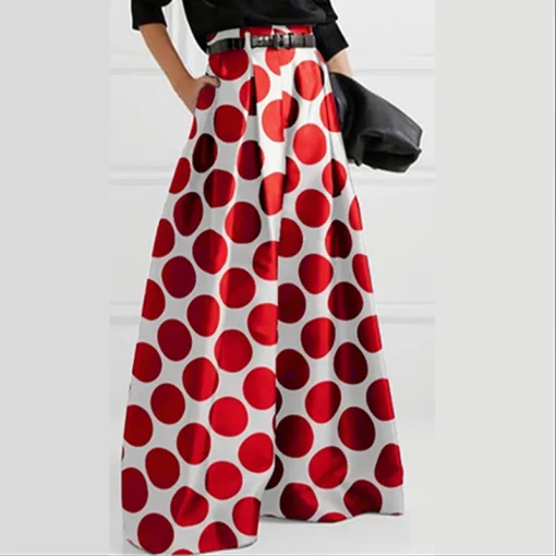 Elegant Polka Dot Bell-Bottom Pants with High Waist - Image 6