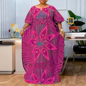 Plus Size Bohemian Printed Maxi Dress for Women