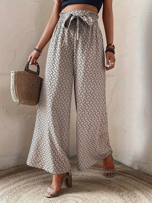 Elegant Plus Size High Waist Wide Leg Summer Pants