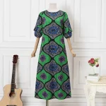 Women’s Elegant Bohemian Printed Maxi Dress with Half Sleeves