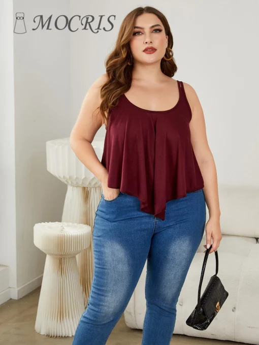 Elegant Plus Size Cotton Halter Neck Summer T-Shirt - Image 3