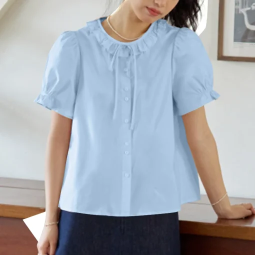 Women's Ruffled Puff Sleeve Summer Blouse