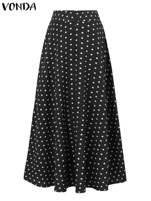 Plus Size Bohemian Dot Printed Maxi Skirt - Image 3