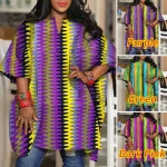 Plus Size  Summer Printed V Neck Office Blouse