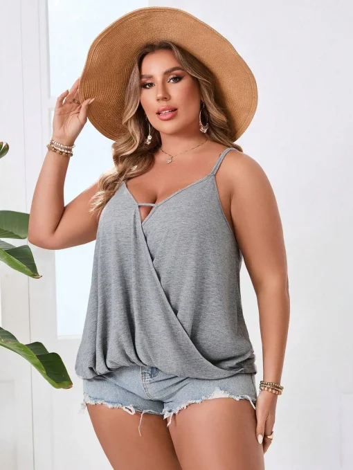 Elegant Plus Size V-Neck Sleeveless Summer Camisole Vest - Image 3