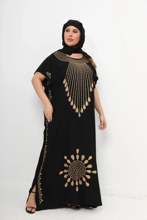 Muslim Cotton Dashiki Short Sleeve Maxi Abaya Kaftan - Image 6