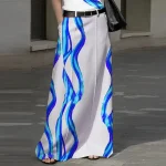 Plus Size Bohemian High Waist A-Line Long Skirt