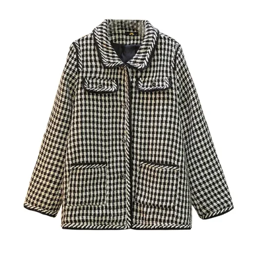 Plus Size Women's Loose Plaid Button Jacket - Image 6