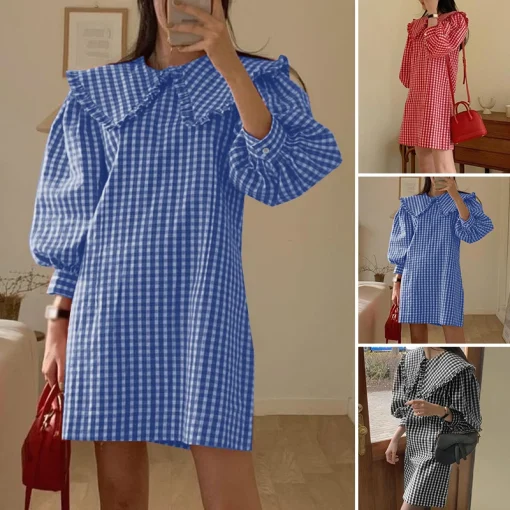 Women's Elegant Color Patchwork Mini Shirt Dress