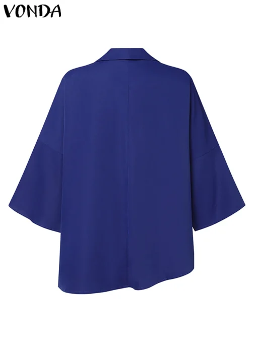 Women's Summer Asymmetrical Tunic Top with Flare Sleeves - Image 3