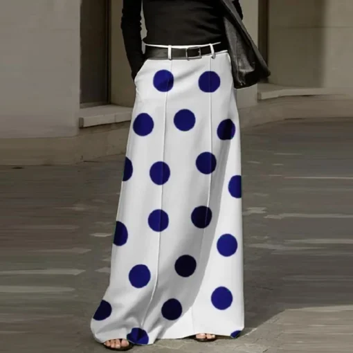 Plus Size Bohemian Dot Printed A-Line Skirt