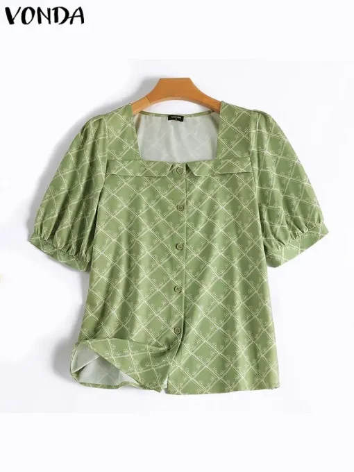 Square Neck Ruffled Printed Blouses for Casual Style - Image 4