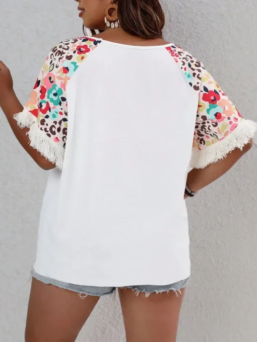 Plus Size Short Sleeve Floral Graphic T-Shirt for Women