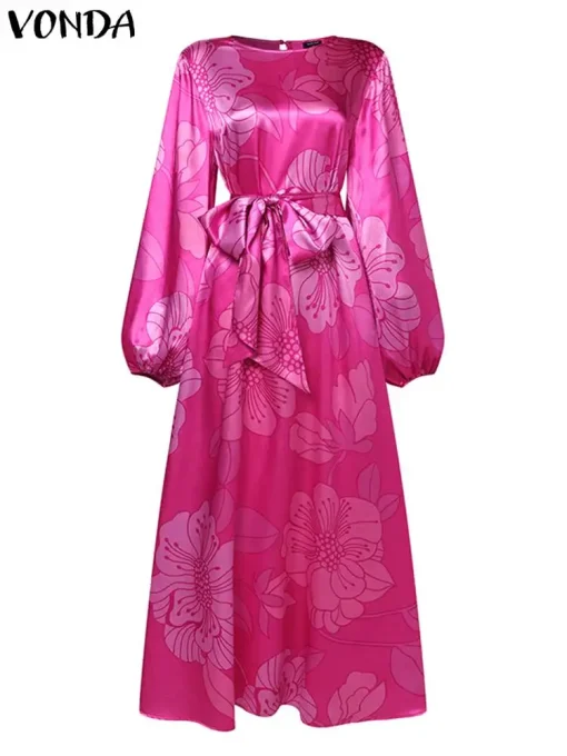 Elegant Floral Printed Long Sleeve Party Dress for Women - Image 2