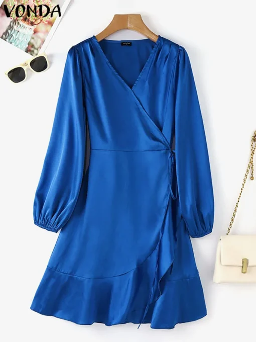 Plus Size Elegant Satin Mini Dress for Women - Image 2