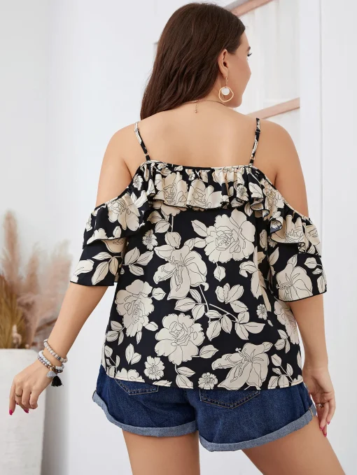 Plus Size Elegant Chiffon Halter Blouse for Women