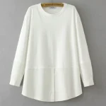Women's Plus Size Long Sleeve Casual White T-Shirt