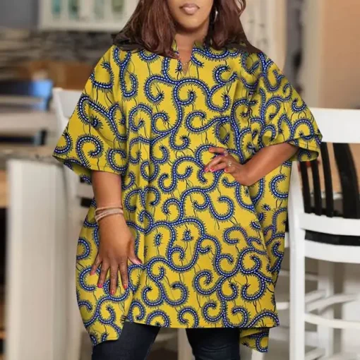 Bohemian Printed Plus Size Blouse with Half Sleeves - Image 6