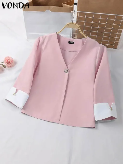 Women’s Elegant V-Neck Autumn Blazer Tops - Image 2