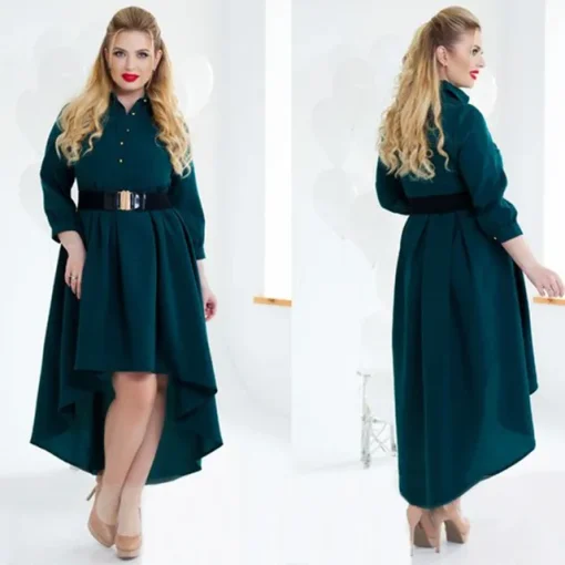 Plus Size Elegant Long Sleeve Patchwork Autumn Dress - Image 9