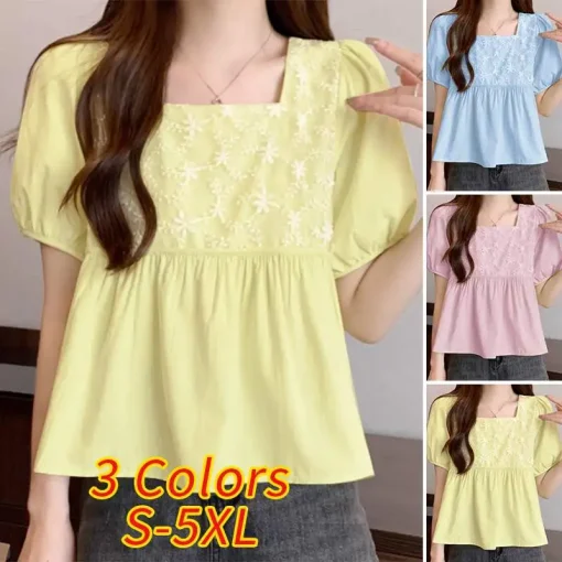 Women's Elegant Summer Square Neck Blouse