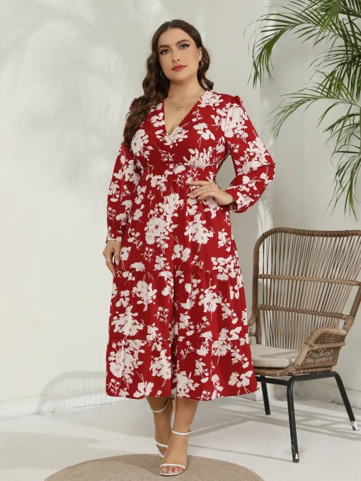 Elegant Floral Party Dress for Women Plus Size Summer Wear - Image 3