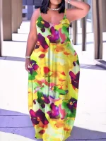 Plus Size Cascading Ruffle Maxi Dress for Women