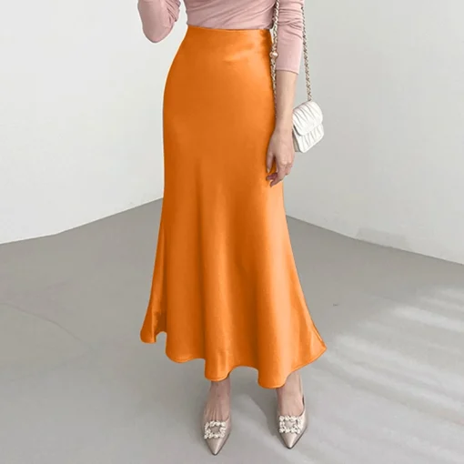 Women’s Elegant Satin Pleated High Waist Summer Office Skirt - Image 5