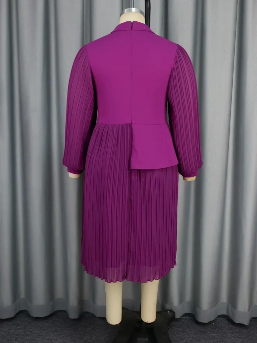 Stylish Plus Size Classic Lapel Neck Office Dress - Image 3