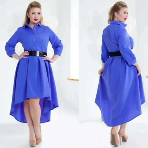 Plus Size Elegant Long Sleeve Patchwork Autumn Dress - Image 8