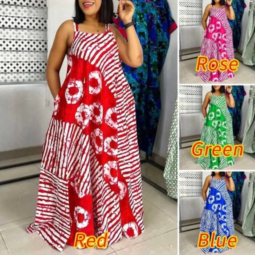 Plus Size Bohemian Sleeveless Maxi Dress for Summer Parties