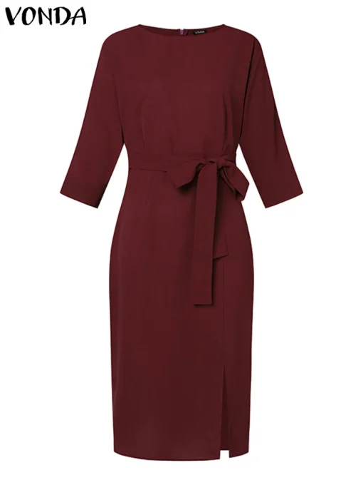 Women’s Spring Midi Dress, 3/4 Sleeve Casual Sundress - Image 2