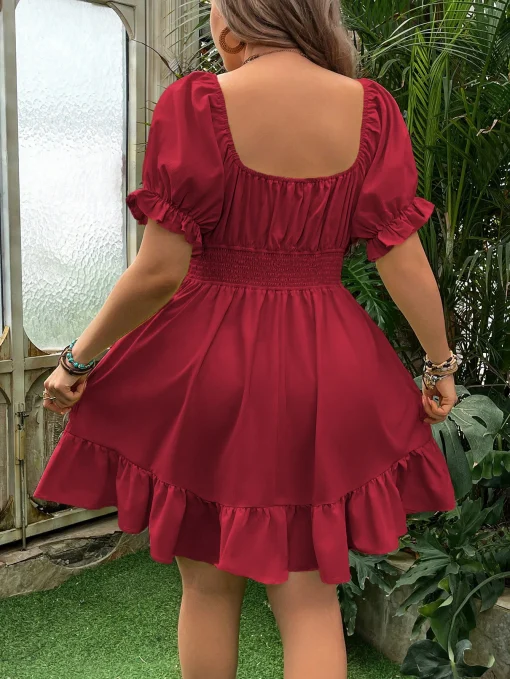 Elegant Plus Size Lace-Up Short Summer Party Dress