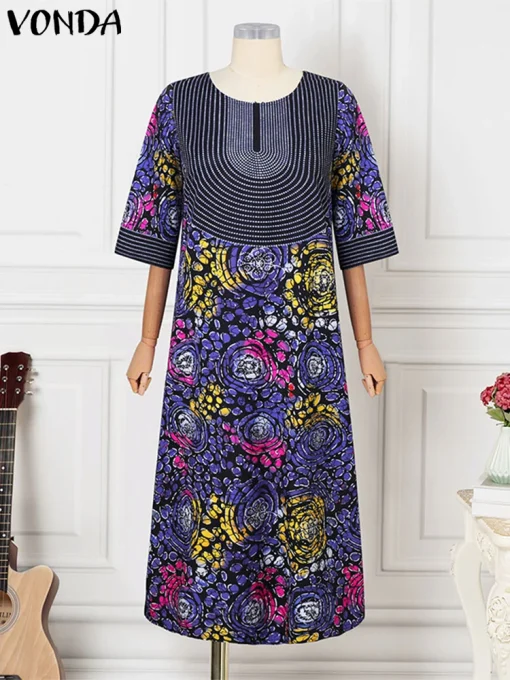 Women's Floral Print Casual Maxi Dress - Image 2