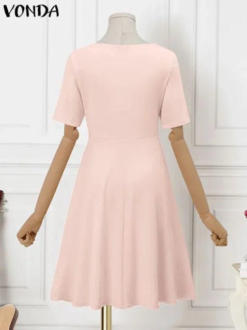 Elegant Summer Party Sundress with Short Sleeves - Image 3