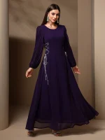 Solid Color Long Sleeve Casual Formal Bridesmaid Party Dress