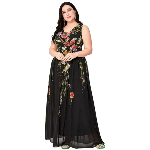 Plus Size Sleeveless Print Bohemian Summer Maxi Dress - Image 7