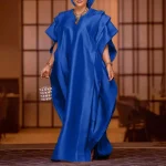 Elegant Satin Maxi Dress with Short Sleeves for Parties