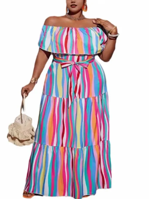 Plus Size Short Sleeve Street Style Maxi Dress - Image 5