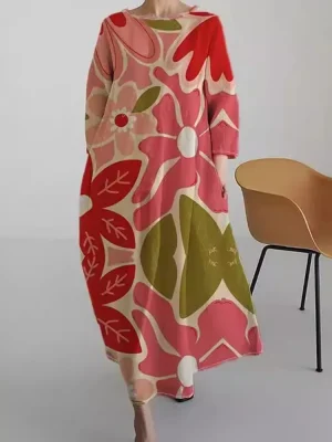 Plus Size Long Sleeve Midi Dress for Casual Wear