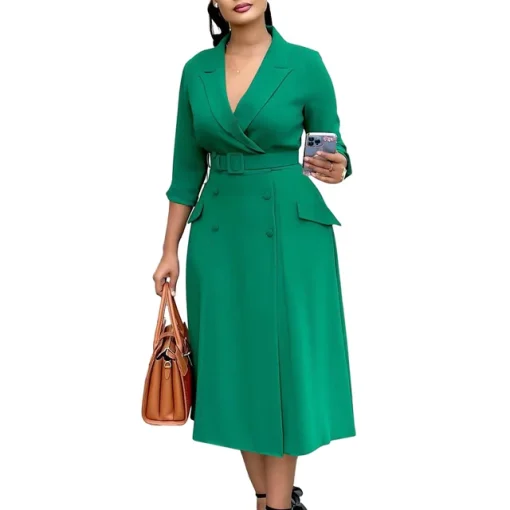 Plus Size Loose Midi Dress for Office and Casual Wear - Image 8