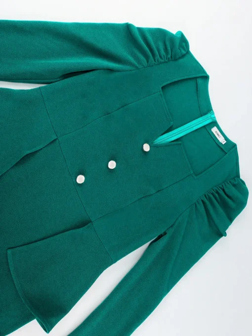 Graceful Green Midi Bodycon Dress with Long Sleeves - Image 5