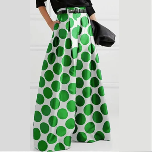 Elegant Polka Dot Bell-Bottom Pants with High Waist