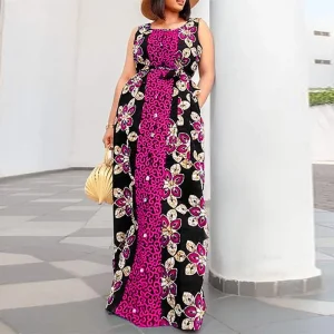 Plus Size Women’s Sleeveless Floral Maxi Sundress