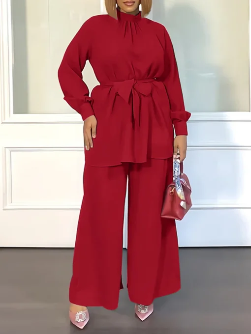 Elegant Women’s Casual Wide Leg Pants Set