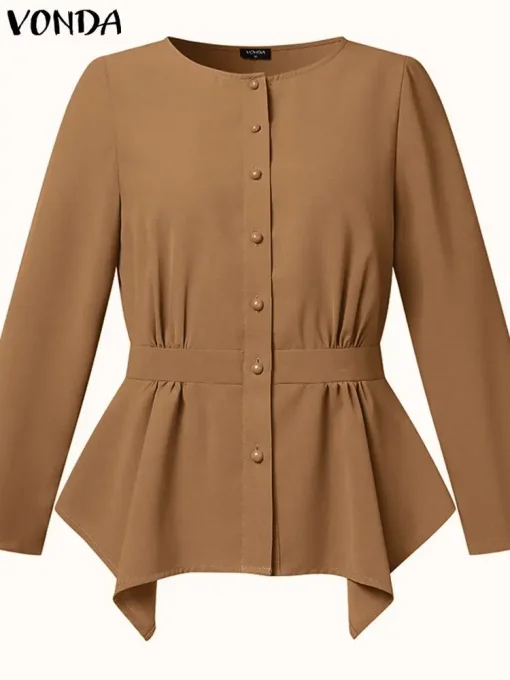 Women’s Elegant Long Sleeve Solid Color Blouse - Image 2