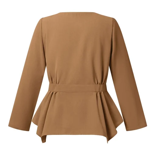 Women’s Elegant Long Sleeve Solid Color Blouse - Image 5